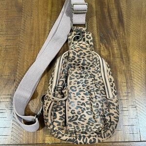 *NWOT* Free People Hudson Suede Leopard Sling Bag